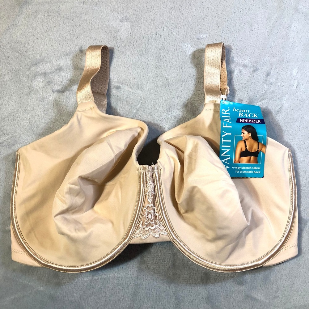 Vanity Fair Beauty Back Minimizer Underwire Bra Sz 36G 76080‎ Damask Neutral NWT